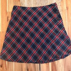 Plaid A-Line Skirt - Red and Blue